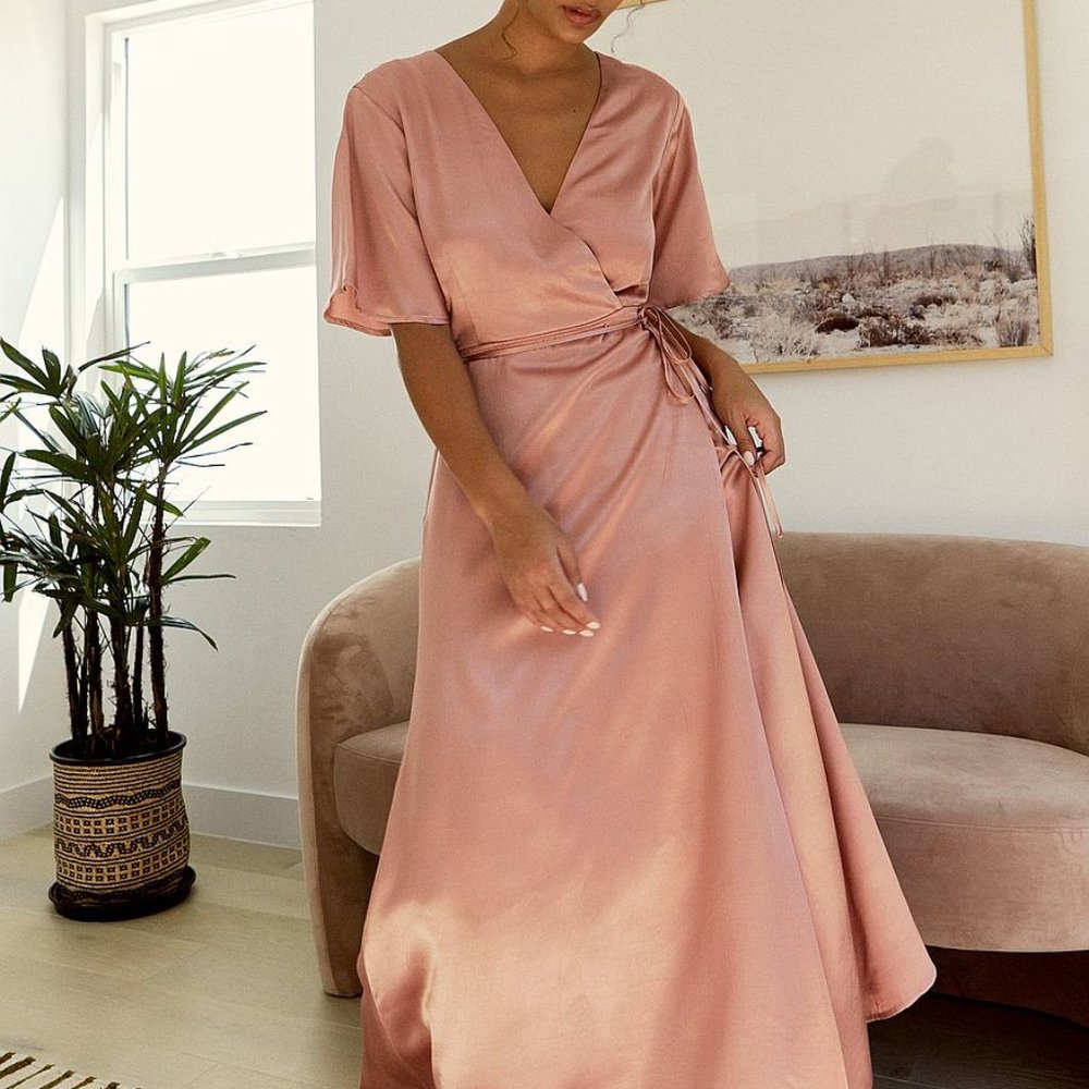 Whimsy + Row Lola Wrap Dress Blush XS